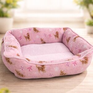 Cozy Pink Dog Bed with Cute Patterns pink pet bed